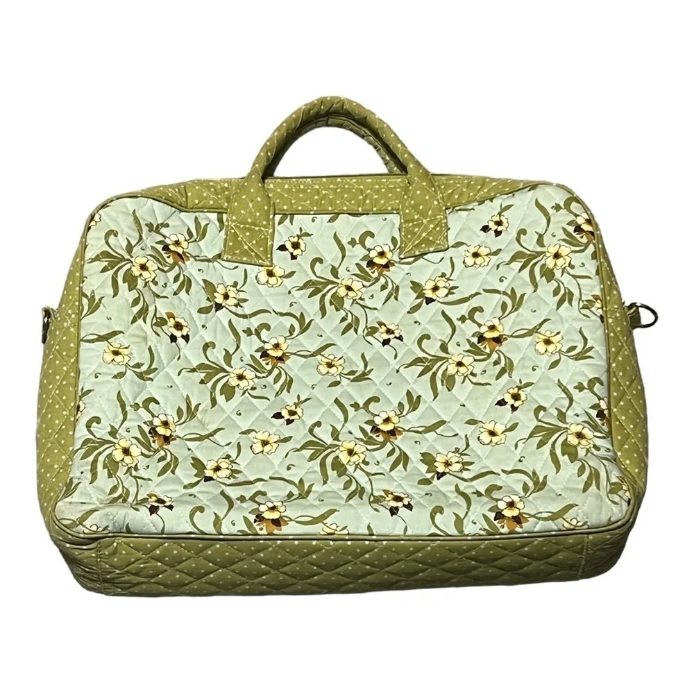 Isabella’s Journey Green Floral Quilted Laptop Bag Medium Size